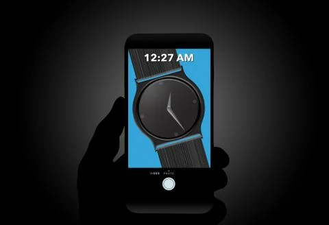 Watch vs. Cell phone is the theme of this illustration of a wristwatch seen o Stock Illustration