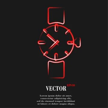 Watch,clock. Flat modern web button and space for your text. 스톡 일러스트