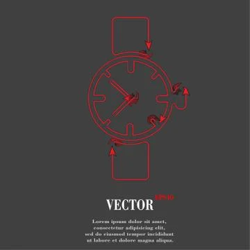 Watch,clock. Flat modern web button and space for your text. 스톡 일러스트