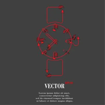Watch,clock. Flat modern web button and space for your text. 스톡 일러스트