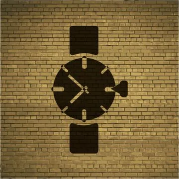 Watch,clock. Flat modern web button and space for your text. Illustrazione stock