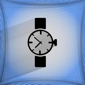 Watch,clock. Flat modern web button   on a flat geometric abstract background Stock Illustration