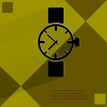 Watch,clock. Flat modern web button   on a flat geometric abstract background Stock Illustration