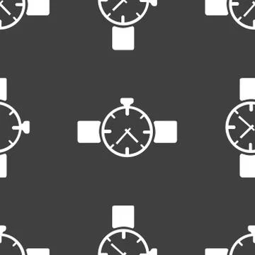 Watch,clock web icon. flat design. Seamless gray pattern. イラスト素材