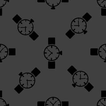 Watch,clock web icon. flat design. Seamless gray pattern. イラスト素材