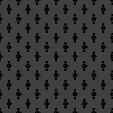 Watch,clock web icon. flat design. Seamless gray pattern. イラスト素材