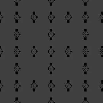Watch,clock web icon. flat design. Seamless gray pattern. Stock Illustration