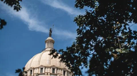 The Watcher statue over the Oklahoma Capitol Building Stock Photos