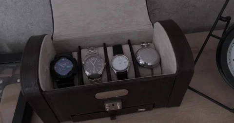 Watches in box Stock Footage 220873736