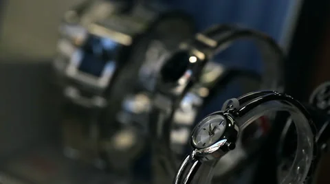 Watches in a display window Stock Footage 36759215