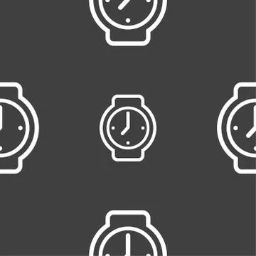 Watches icon sign. Seamless pattern on a gray background. Vector イラスト素材