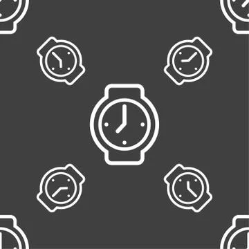 Watches icon sign. Seamless pattern on a gray background. イラスト素材