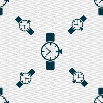 Watches icon symbol . Seamless pattern with geometric texture. Vector Stock Illustration