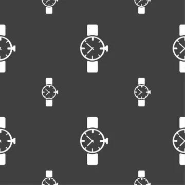 Watches icon symbol . Seamless pattern on a gray background. Vector イラスト素材