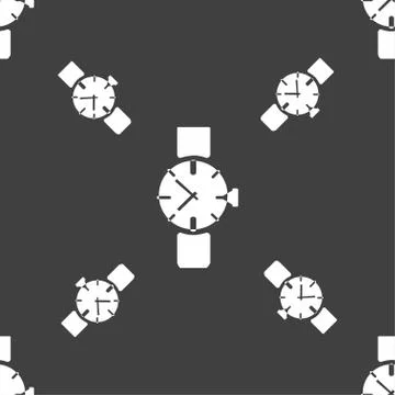 Watches icon symbol . Seamless pattern on a gray background. Vector 스톡 일러스트