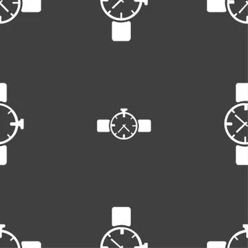 Watches icon symbol . Seamless pattern on a gray background. Vector 스톡 일러스트