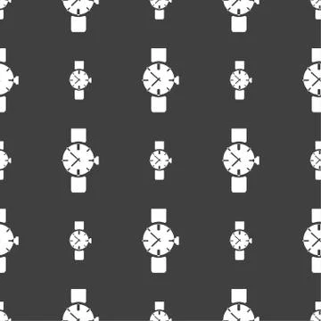 Watches icon symbol . Seamless pattern on a gray background. Vector 스톡 일러스트