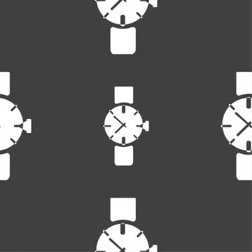 Watches icon symbol . Seamless pattern on a gray background. Vector 스톡 일러스트