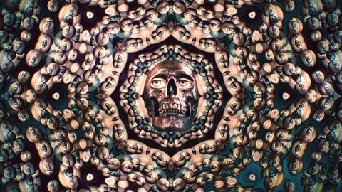 Watchful Skull Mandala of Death Loop background Stock Footage 123409183