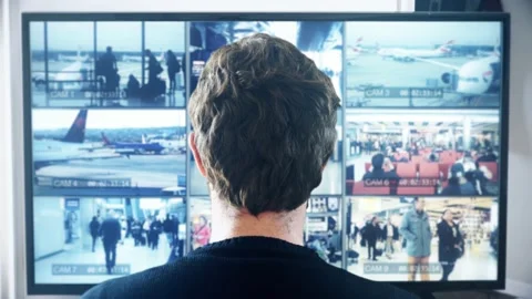 Watching Airport Security Cameras CCTV Stock Video Pond5