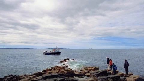 Watching a boat from the shore Stock Footage 87810246