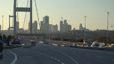 Watching the Bosphorus Bridge and sunset Stock Footage 176575924