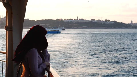 Watching Bosphorus on a ferry Stock Footage 117137520