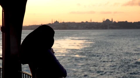 Watching Bosphorus on a ferry Stock Footage 117138125
