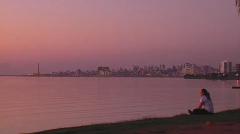 Watching the city evening Stock Footage 47376819