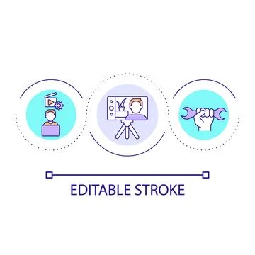 Watching DIY tutorial loop concept icon Stock Illustration