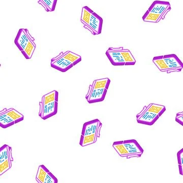 Watching documentary isometric icon seamless pattern Stock Illustration