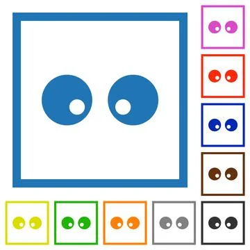 Watching eyes solid flat framed icons Illustrazione stock