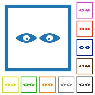 Watching eyes solid flat framed icons Illustrazione stock