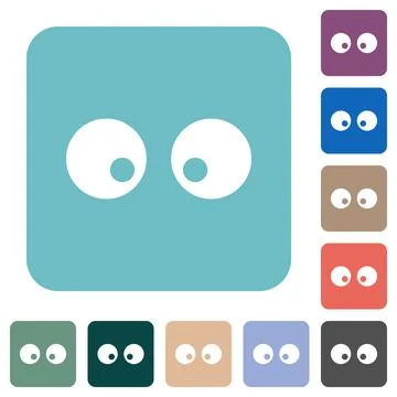 Watching eyes solid rounded square flat icons Stock Illustration