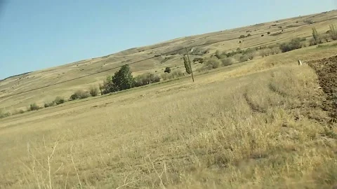 Watching the fields and the sky from the car window. Stock Footage 165370723
