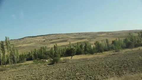 Watching the fields and the sky from the car window. Stock Footage 165397616