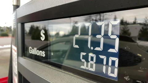 Watching Gas Prices Add Up Quickly Stock Footage 175871939