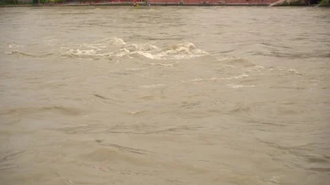 Watching the Holy River Flow in Haridwar Stock Footage 315287638
