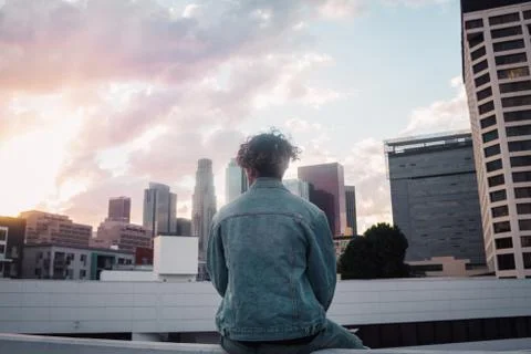 Watching the L.A Sunset Stock Photos