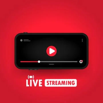 Watching live streaming on smart phone. Social media user concept. Vector on  Stock Illustration