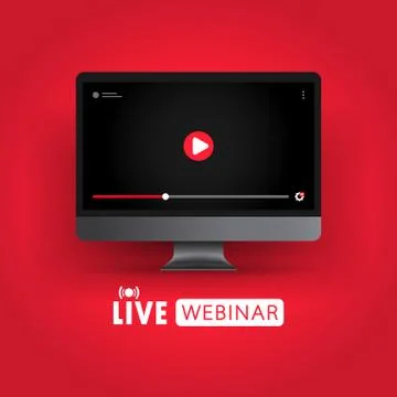 Watching live webinar on computer illustration. Studying at home. Online less Stock Illustration