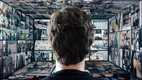 Watching Multiscreen Monitors Virtual Se... | Stock Video | Pond5