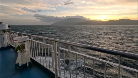 Watching Ocean Waves from a Ship Stock Footage 233653992