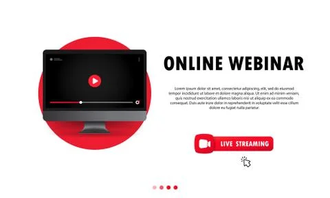 Watching online webinar on computer illustration. Distance education. Online  Stock Illustration