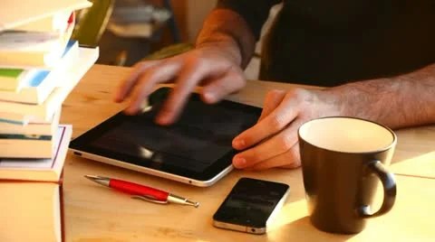 Watching photos on tablet Video stock 10899061