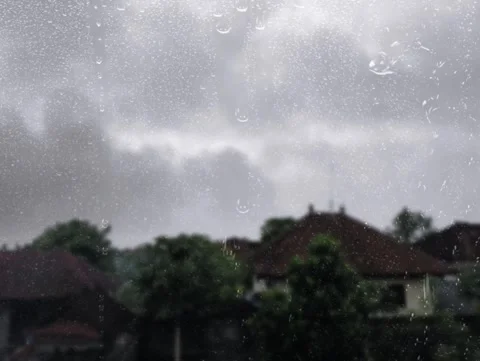 Watching the Rain from Behind the Glass Stock Footage 302358049