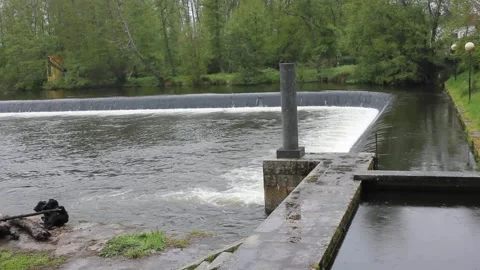 Watching the river water fall in the waterfall Stock Footage 273119310