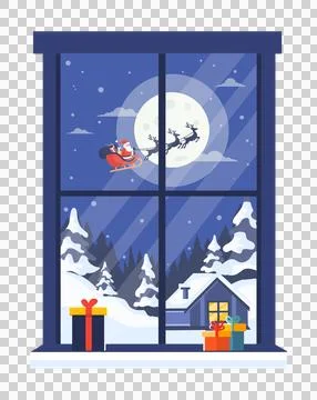 Watching santa at windows Stock Illustration