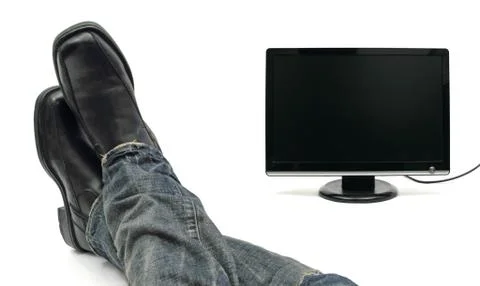 Watching the screen 스톡 사진