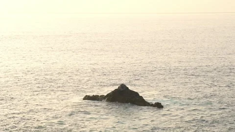 Watching a sea stack with currents of water Video stock 248219040